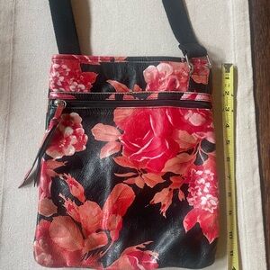 Maurizio Taiuti Red and Black Floral Crossbody Bag